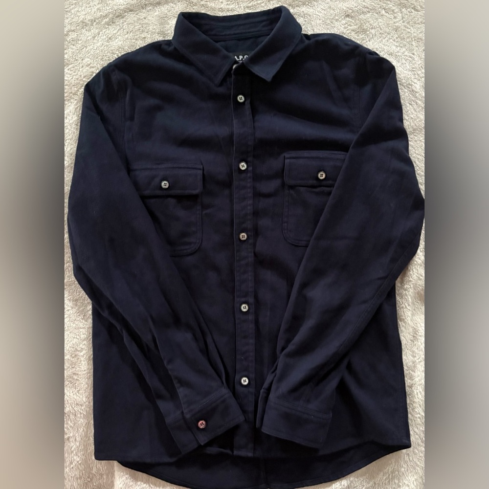 A.P.C. Midnight Blue Collared Long Sleeve Shirt (S)
